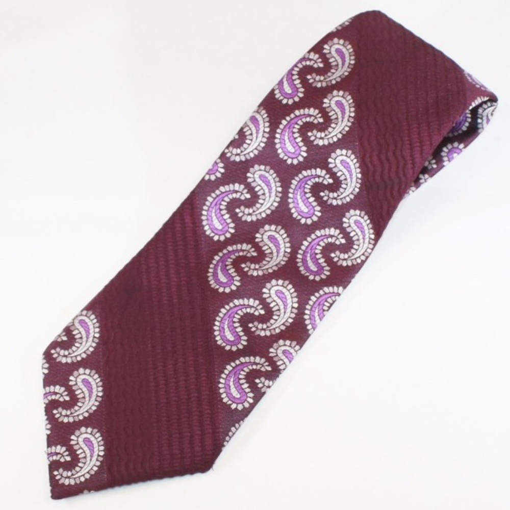 VTG 80s Wide Polyester Tie, Purple Paisley Stripe
